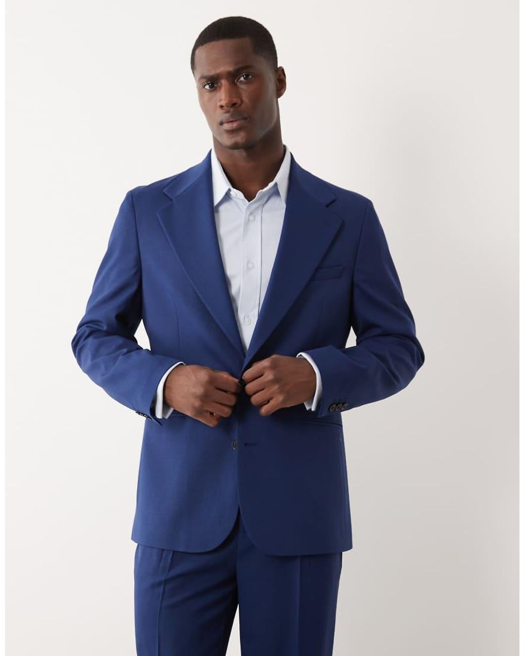 ASOS Blue 100% Summer Wool Slim Suit Jacket for men