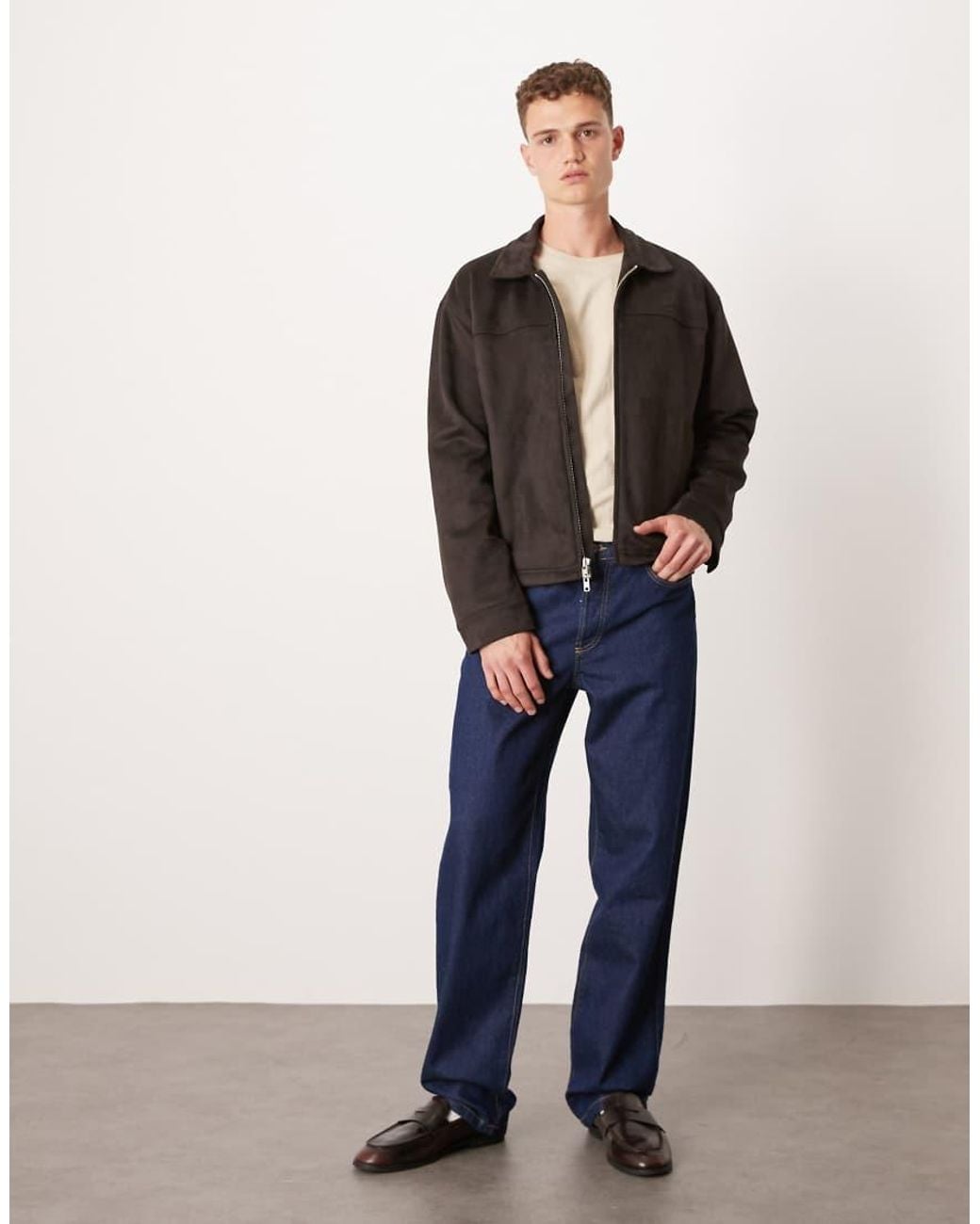 Abercrombie & Fitch Black Lightweight Cropped Zip Vegan Suede Jacket for men