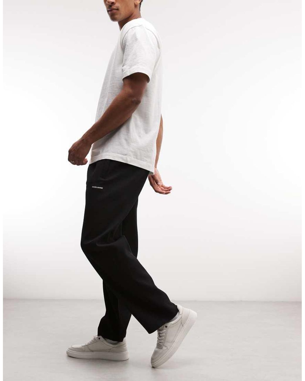 PEGADOR Black Troy Plissee Relaxed Fit Trousers for men