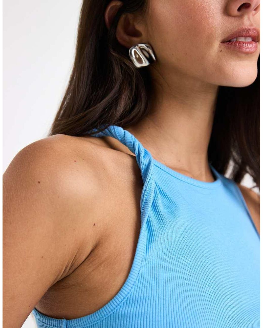 ASOS Blue Twist Detail Scoop Neck Cami