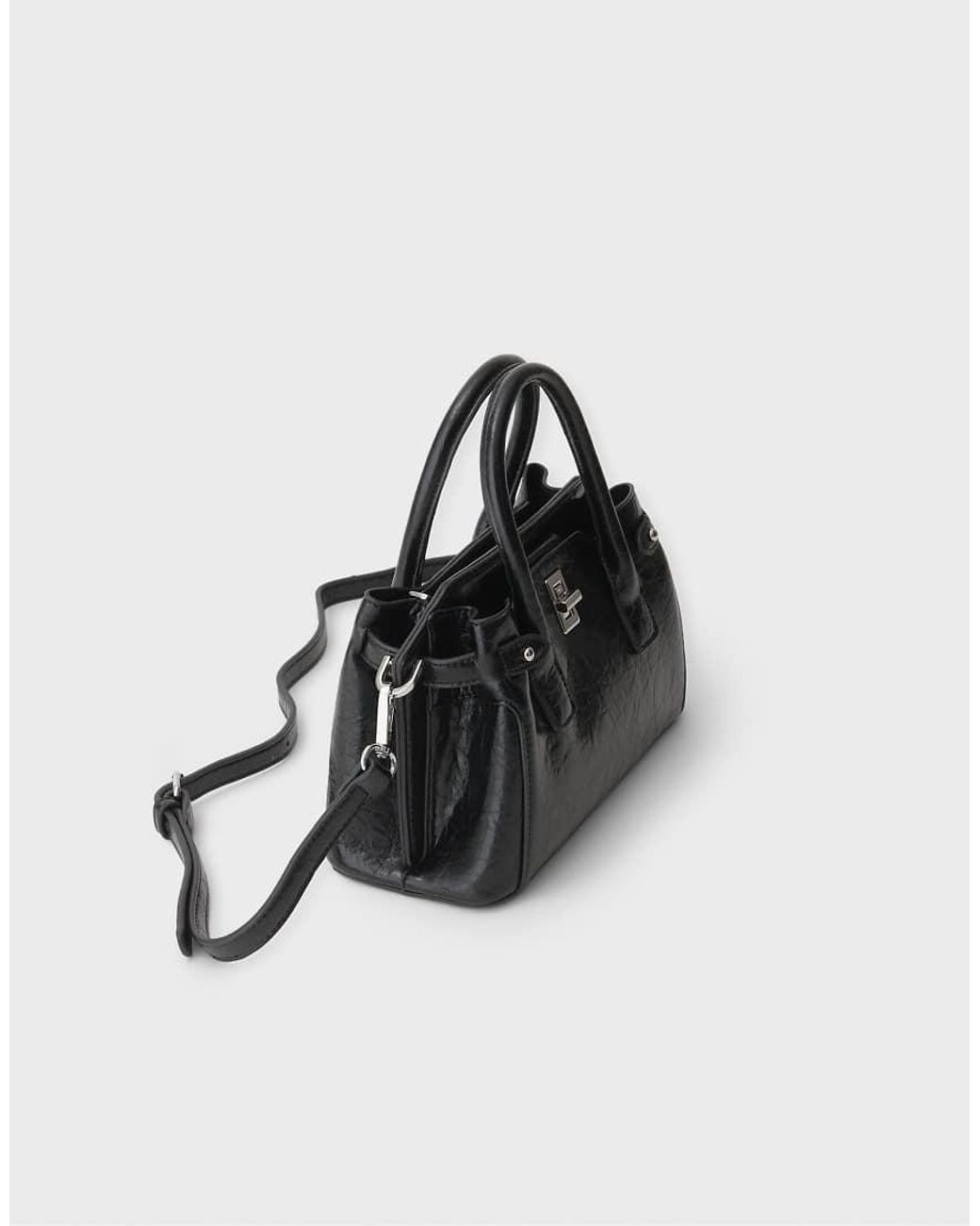 Stradivarius Black Crossbody Tote Bag With Clasp
