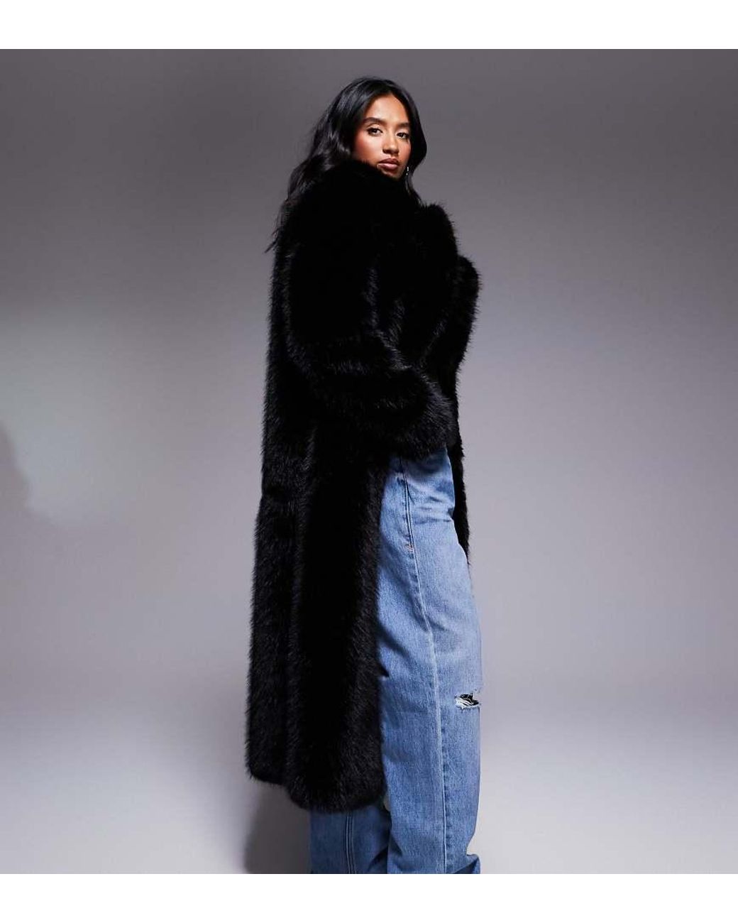 Forever New Blue Faux Fur Coat