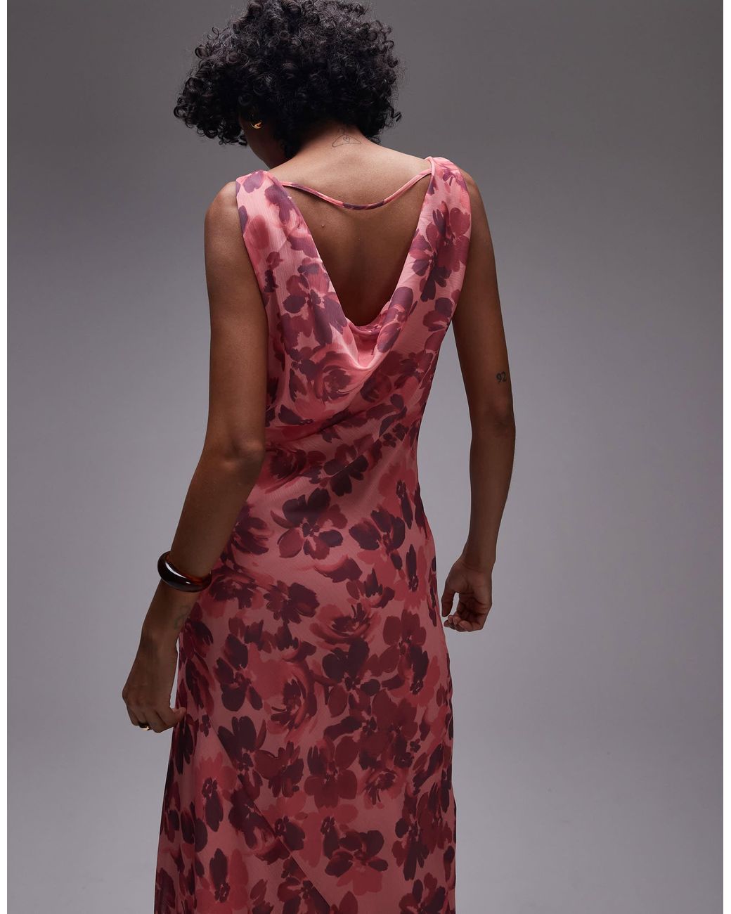 TOPSHOP Built Up Double Layered Cowl Neck Maxi Dress | Lyst