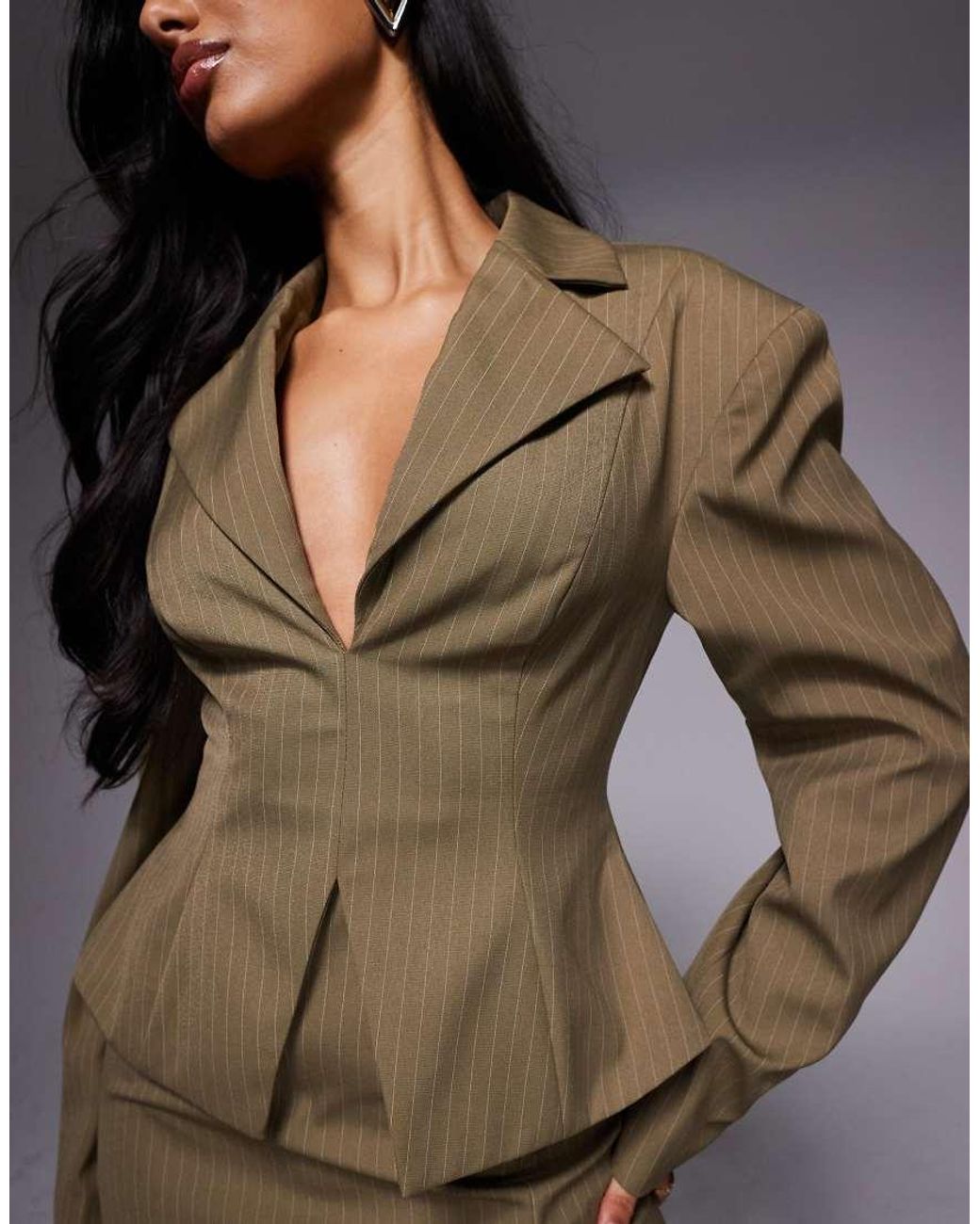 ASOS Brown Cinched Blazer Midi Dress