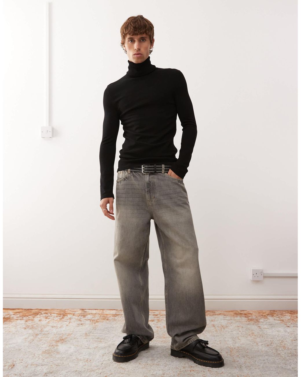 Collusion Black Soft Knitted Roll Neck for men