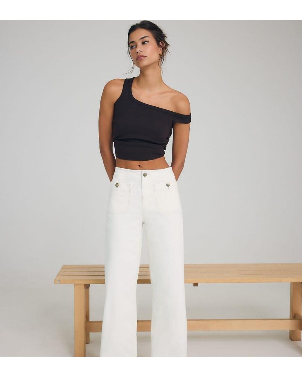 Stradivarius White Tall D77 Minimalist Jeans With Pockets