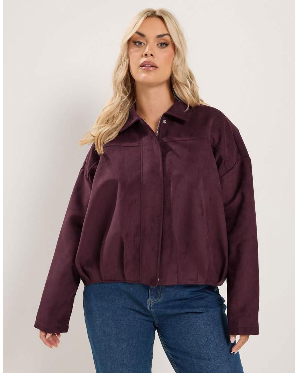 Yours Clothing Purple Faux Suede Jacket