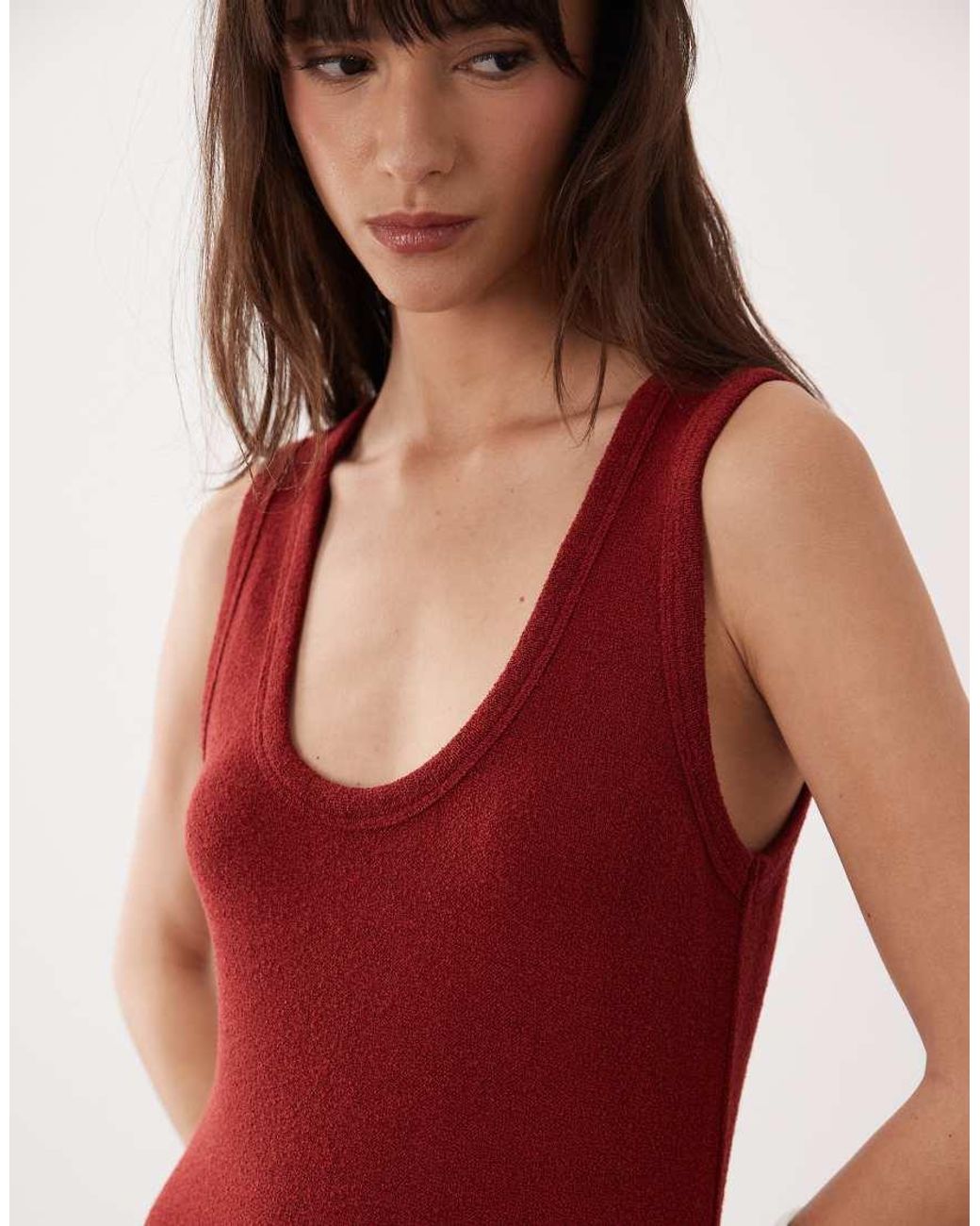 ASOS Red Lightweight Boucle Scoop Maxi Dress