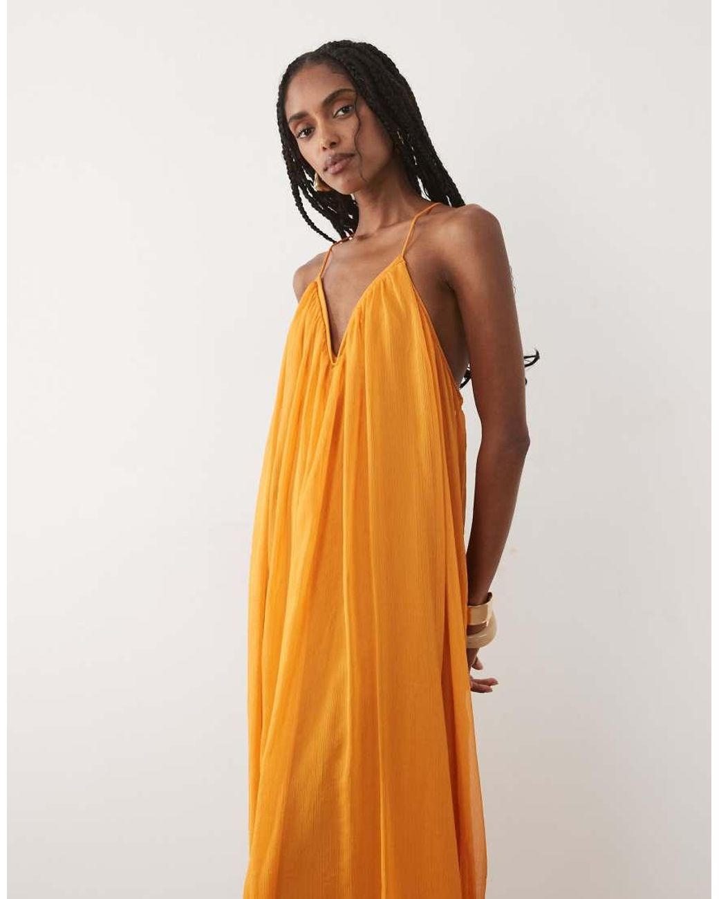 Mango Brown Flowy Maxi Dress