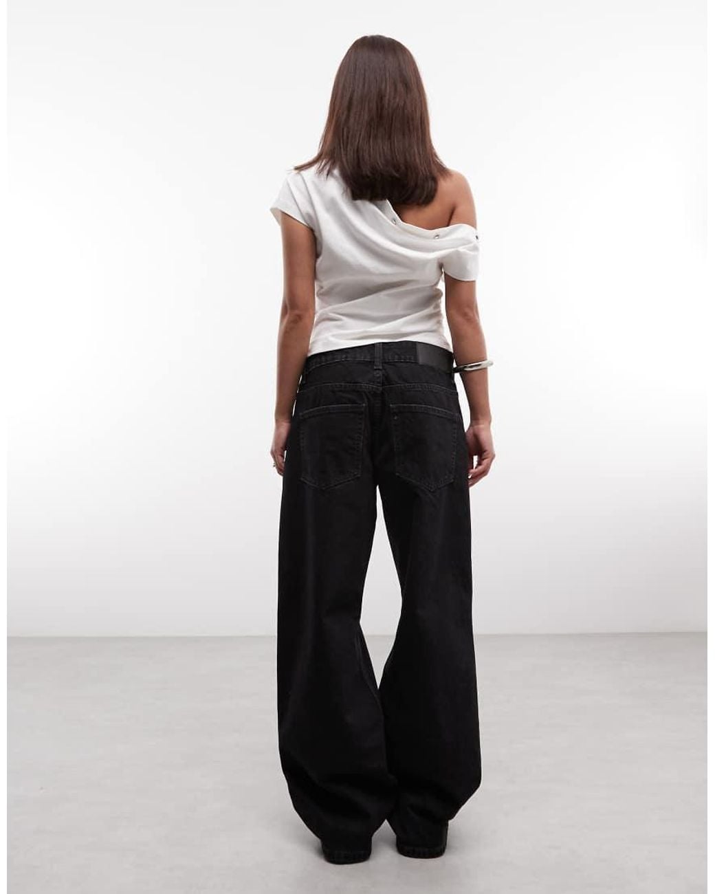 ASOS Black Asos Design Petite Low Rise Baggy Jeans