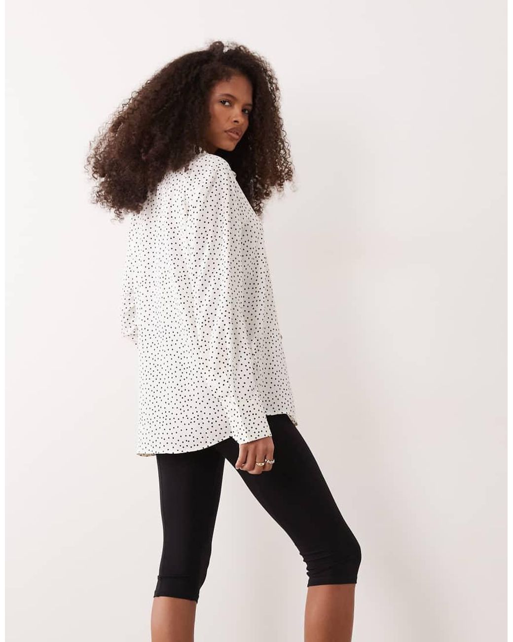 Camicia Classica E Nera A Pois di Mango in White