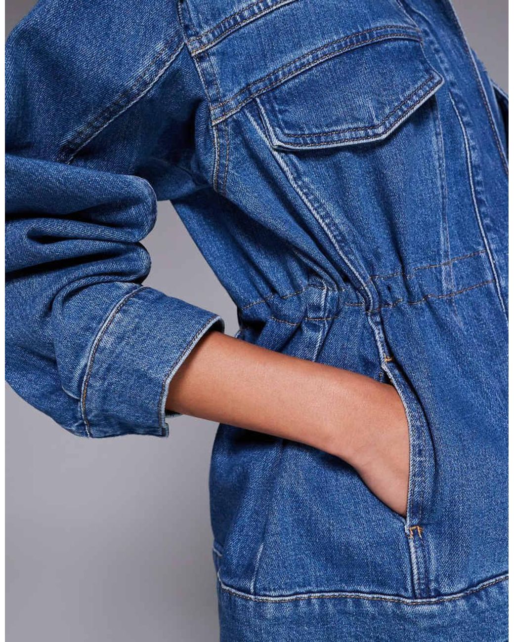 GOOD AMERICAN Blue Barrel Sleeve Denim Jacket