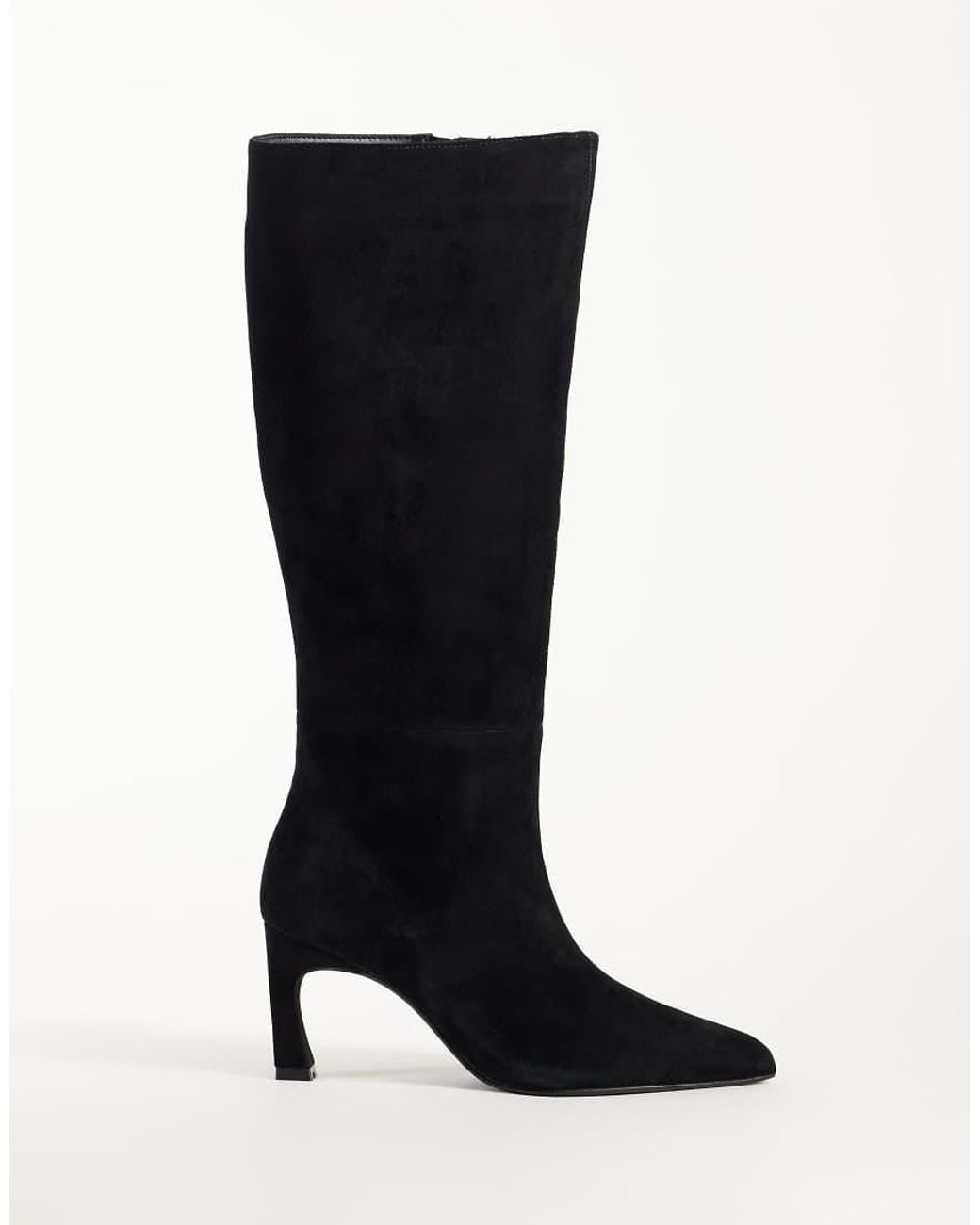 Nobody's Child Black Real Leather Pointed Toe Heeled Knee High Boot