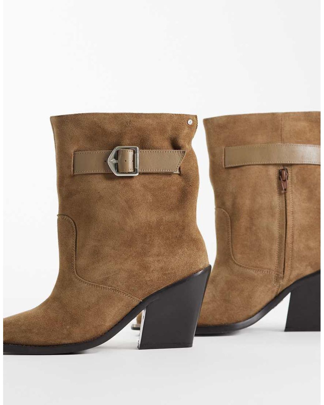 Bronx Natural New-kole Buckle Western High Ankle Boots