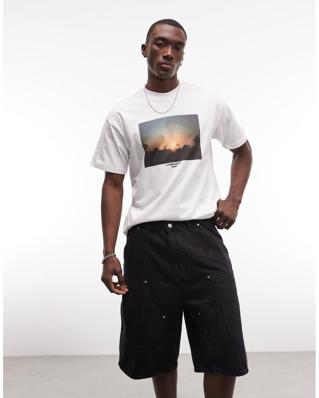 Carhartt White Og Double Knee Loose Fit Carpenter Shorts for men