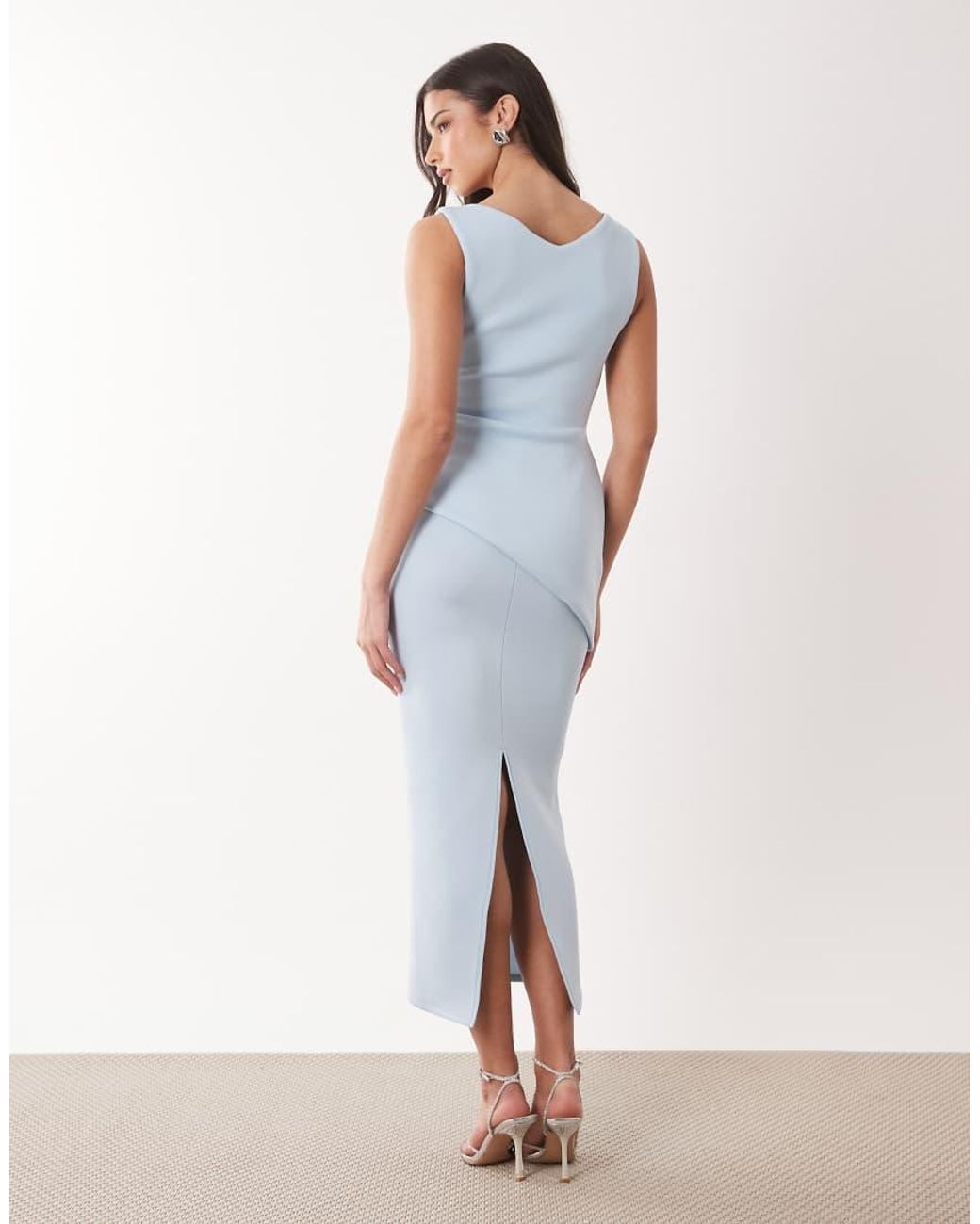 ASOS Blue Drape Asymmetric Midi Dress