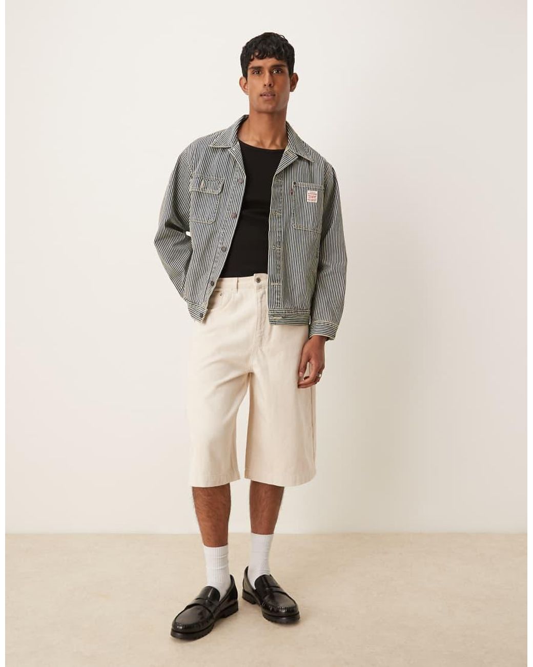 ASOS Oversized Denim Jort in het Natural voor heren
