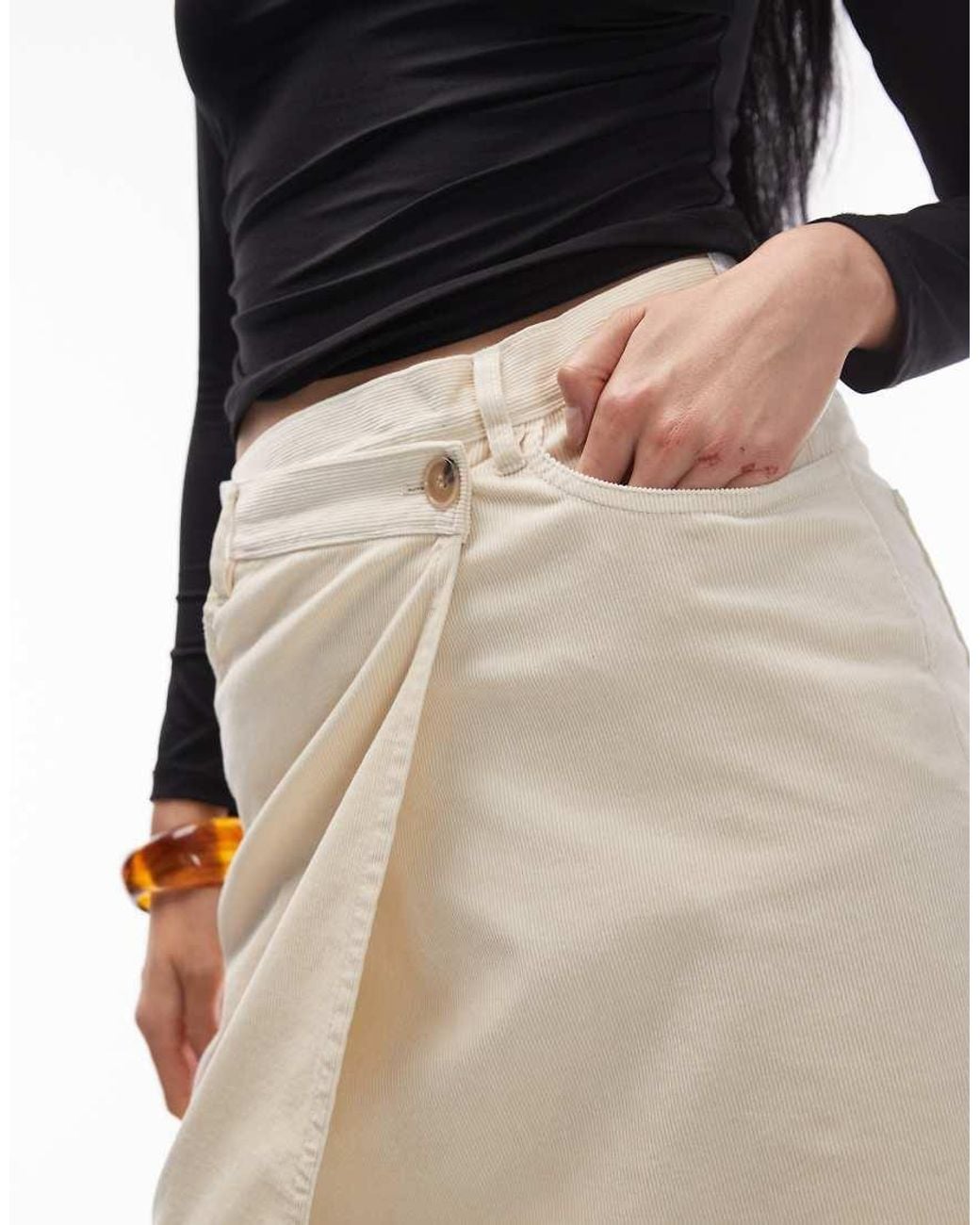 ARKET Natural Cord Wrap Mini Skirt