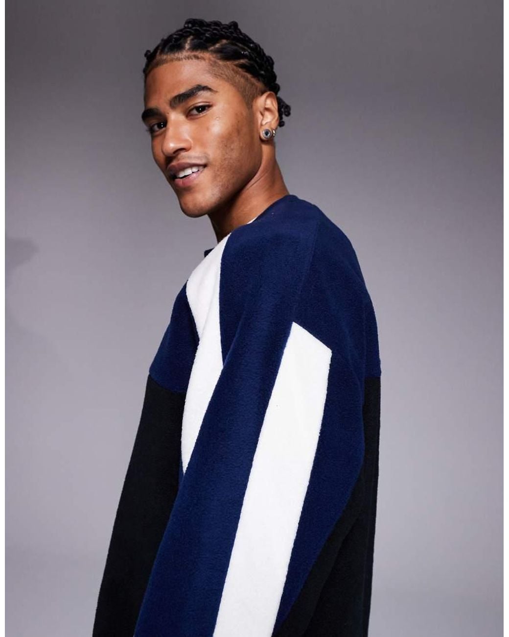 ASOS Blue Relaxed Fleece Sweatshirt With Colour Block for men