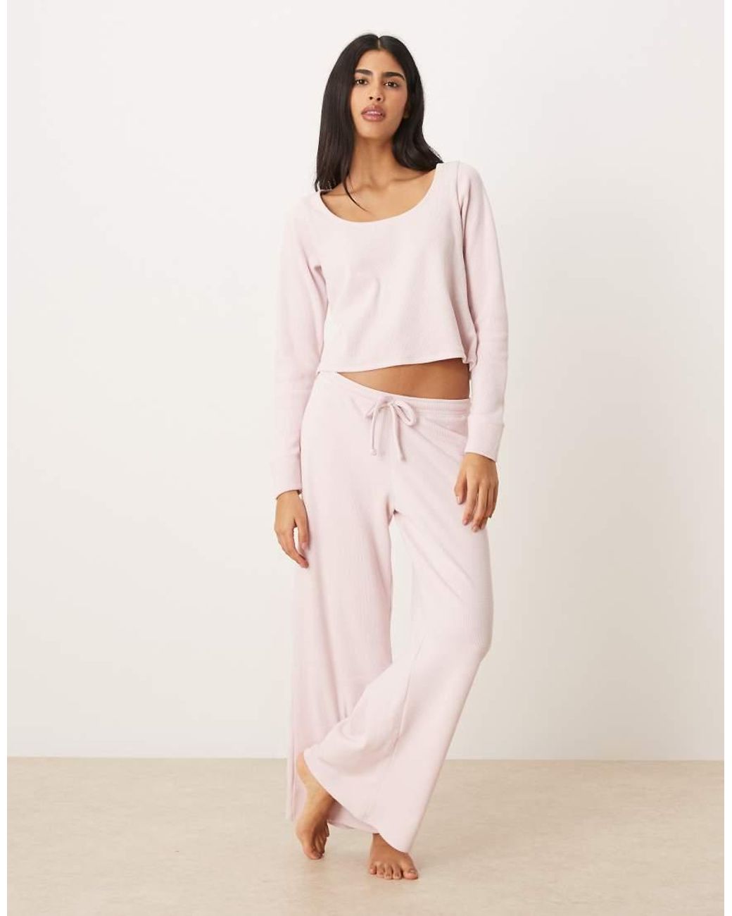 Hollister Pink Gilly Hicks Low Rise baggy Waffle joggers Co-ord