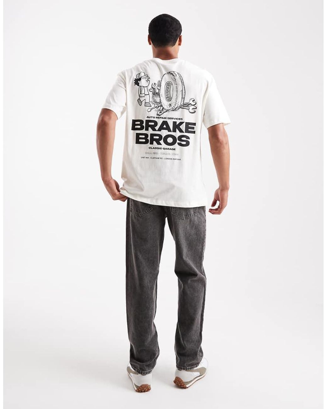 Jack & Jones White Oversized T-shirt With Brakebros Print for men