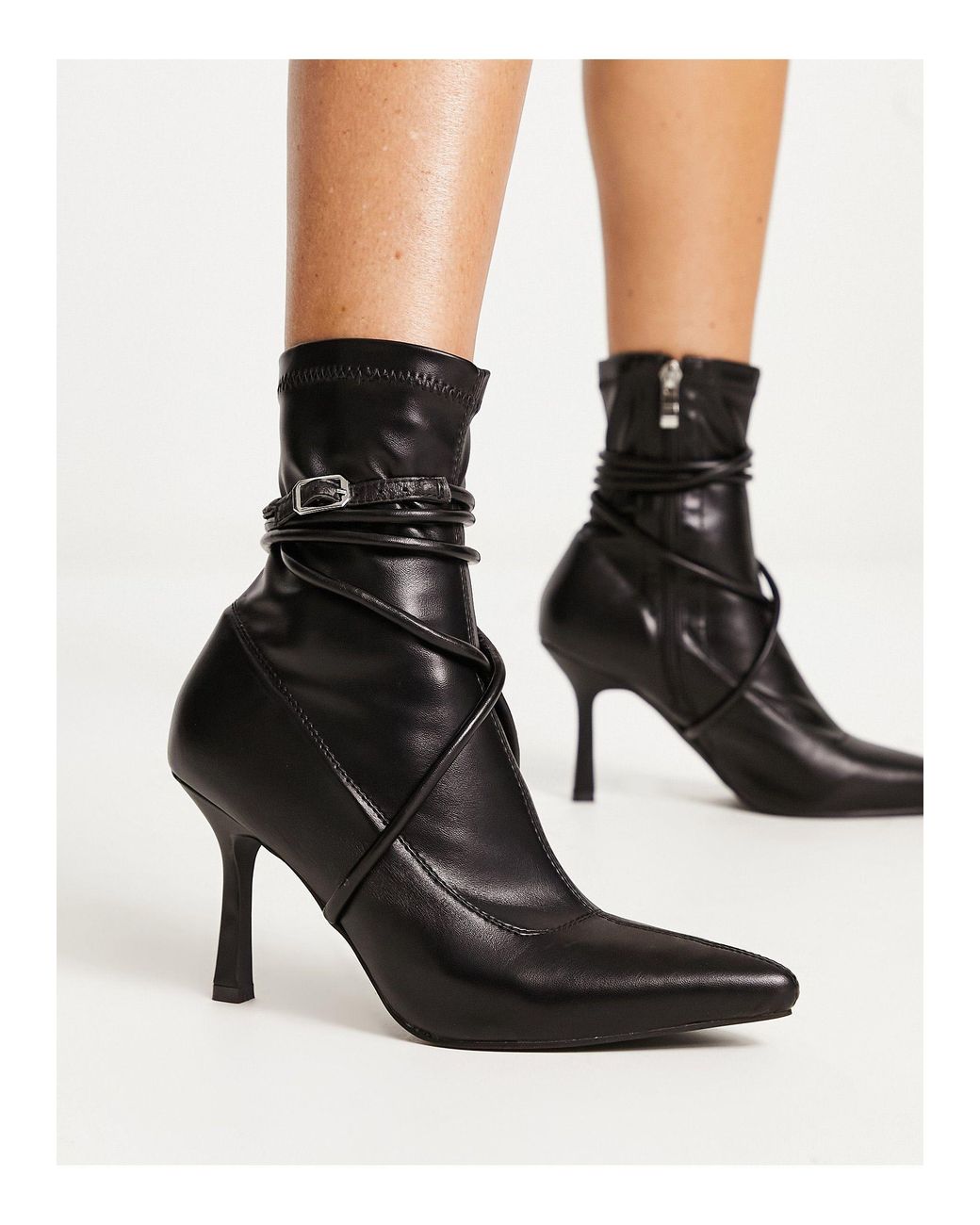 Raid dolley black sales patent heeled ankle boots