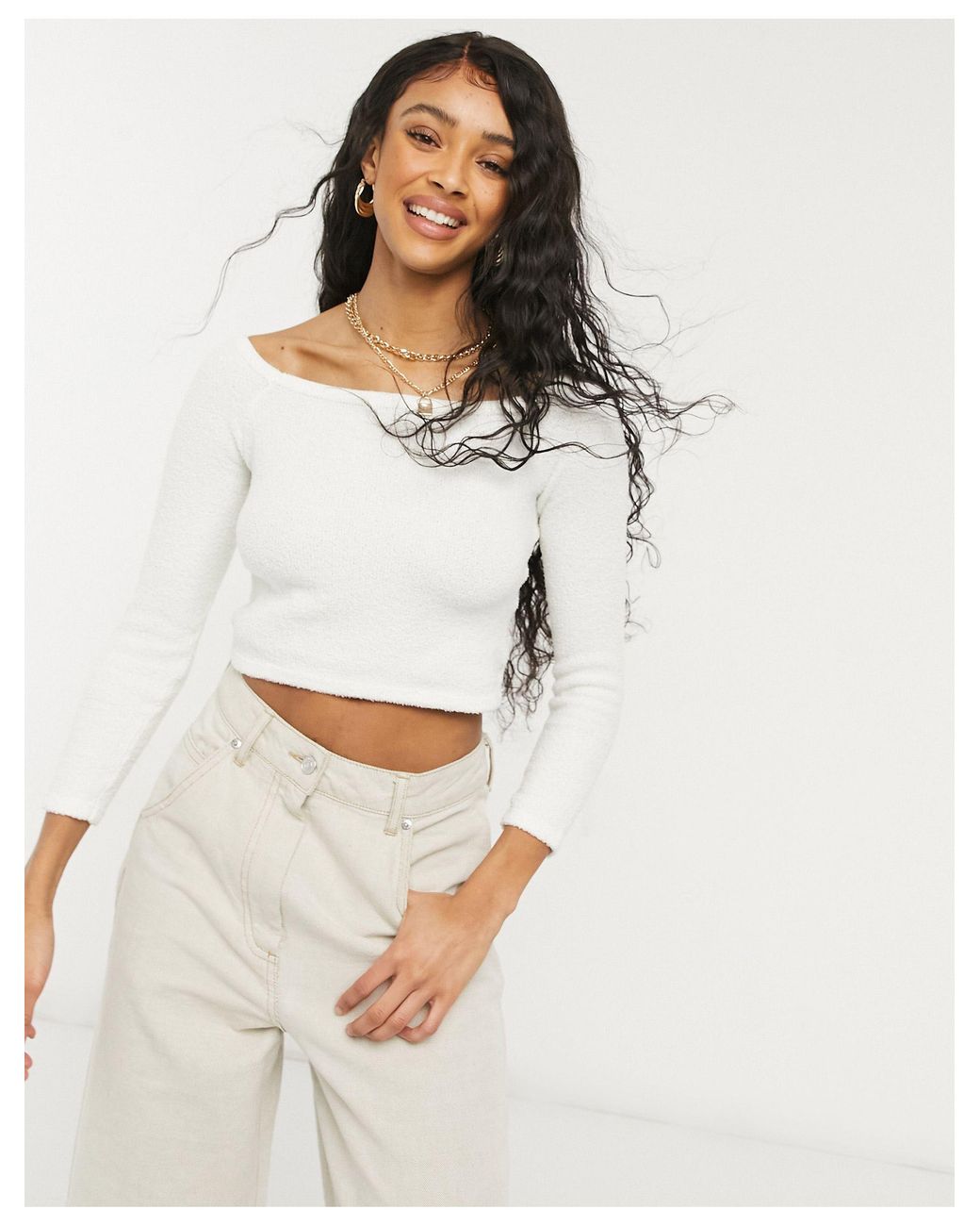 monki white crop top