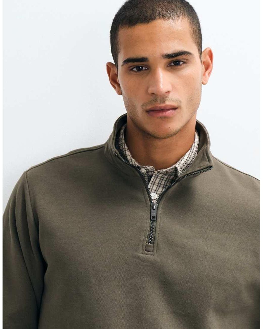 Mango Green Quarter Zip Sweatshirt for men