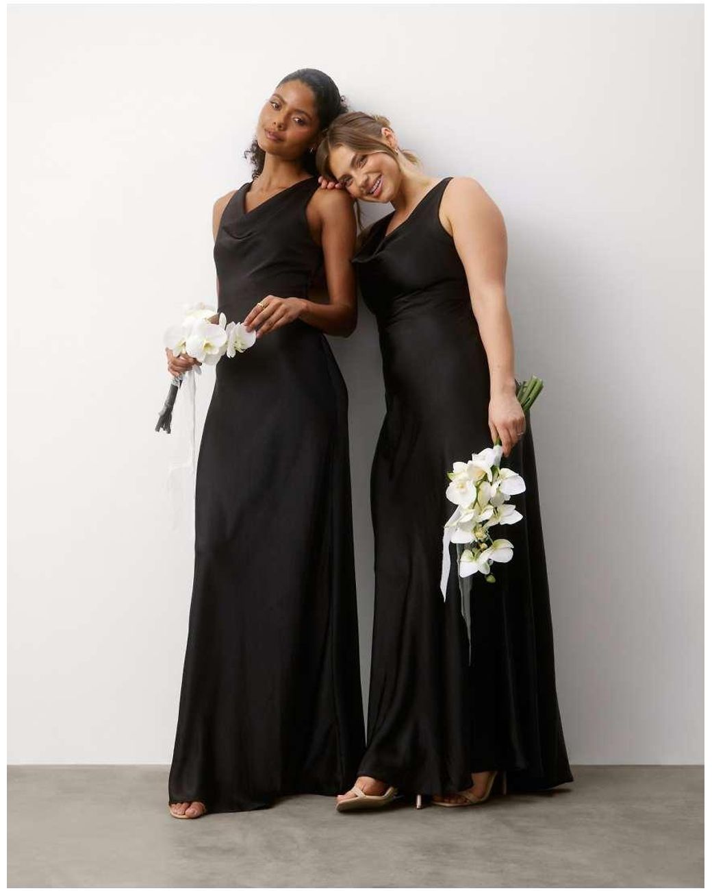 Six Stories Blue Cowl Front Satin Bridesmaid Dress