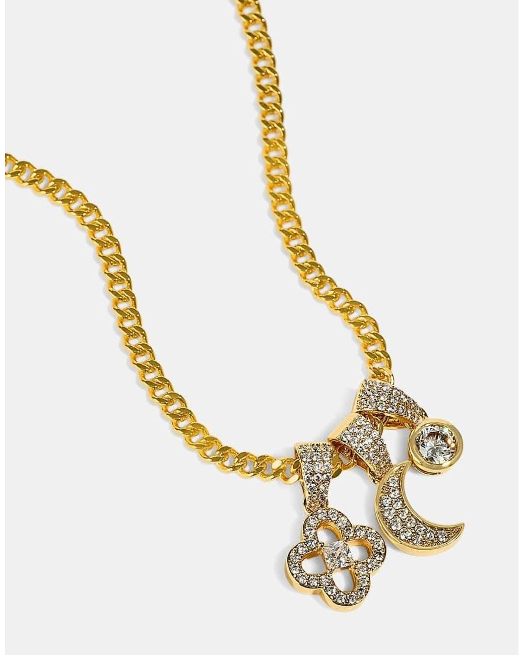 CERNUCCI Metallic Triple Motif & Moon Pendant Necklace