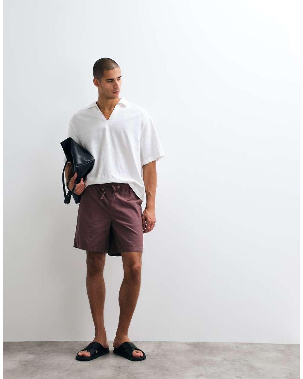 ASOS White Linen Blend Shorts for men