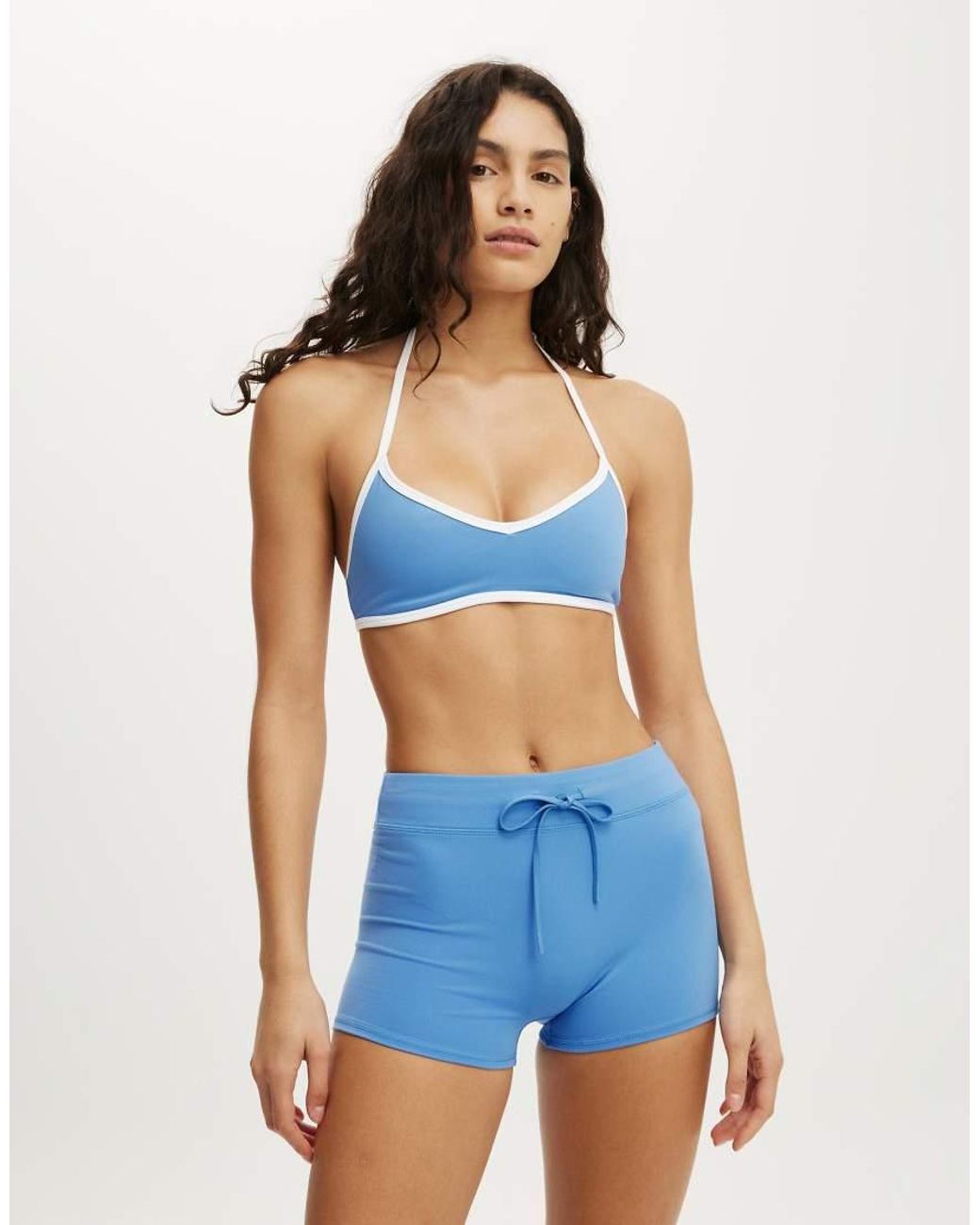 Cotton On Blue Ultra Soft Halter Open Back Crop