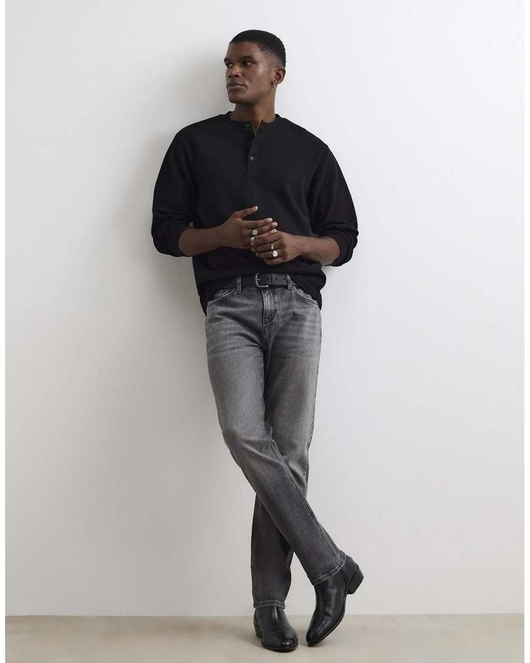 River Island Gray Slim Fit Jeans for men