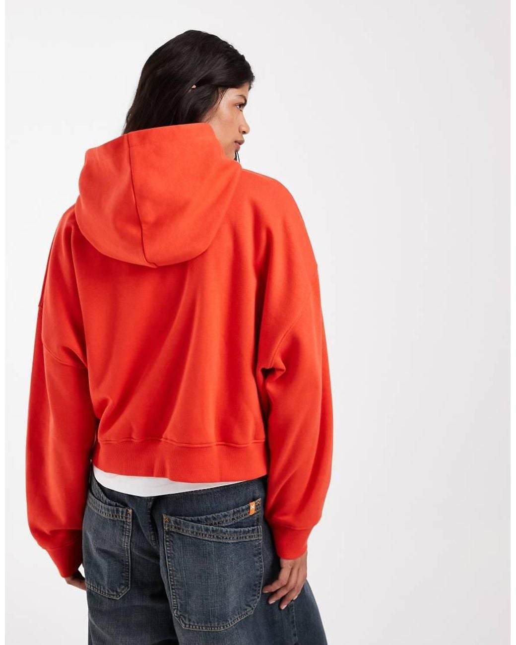 ASOS Red Boxy Brushback Hoodie