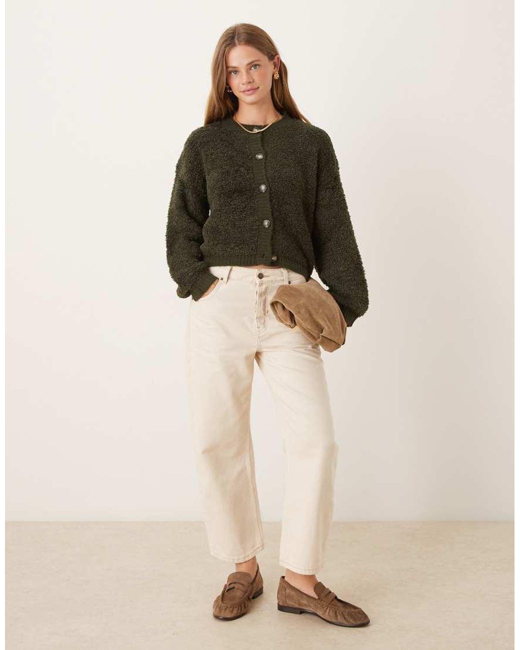 Jdy Green Teddy Cardigan