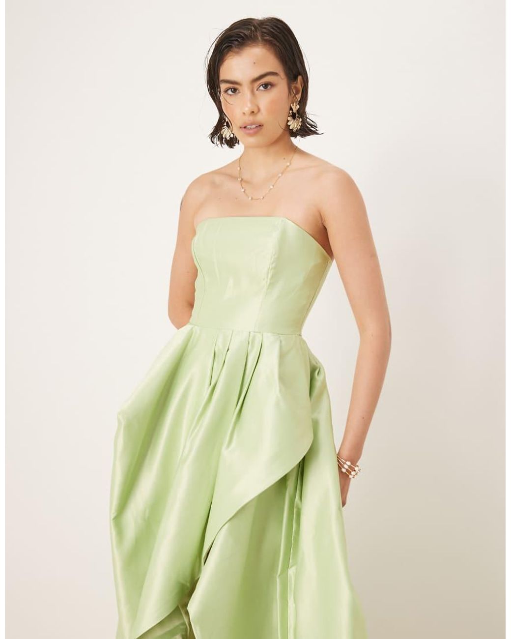True Decadence Green Strapeless Maxi Dresses