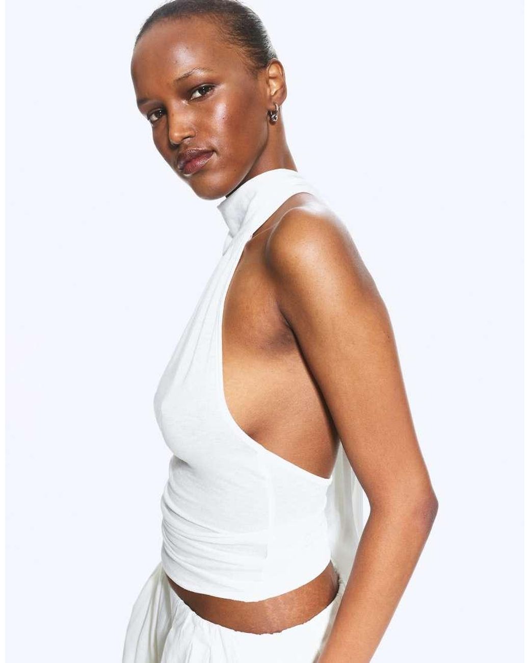 Weekday White Halterneck Top With Open Back