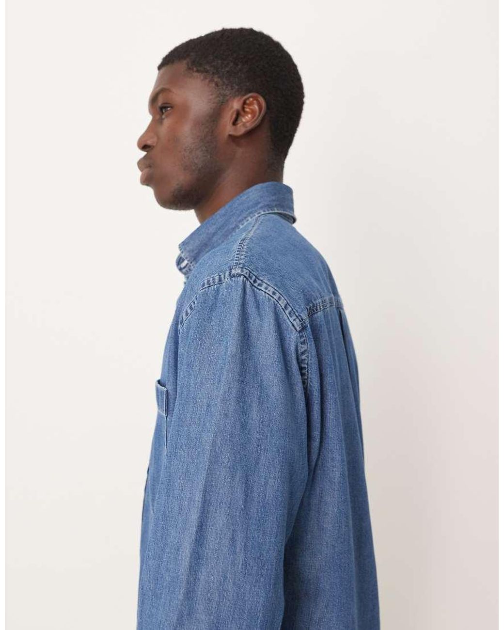 Mango Blue 100% Cotton Denim Shirt for men