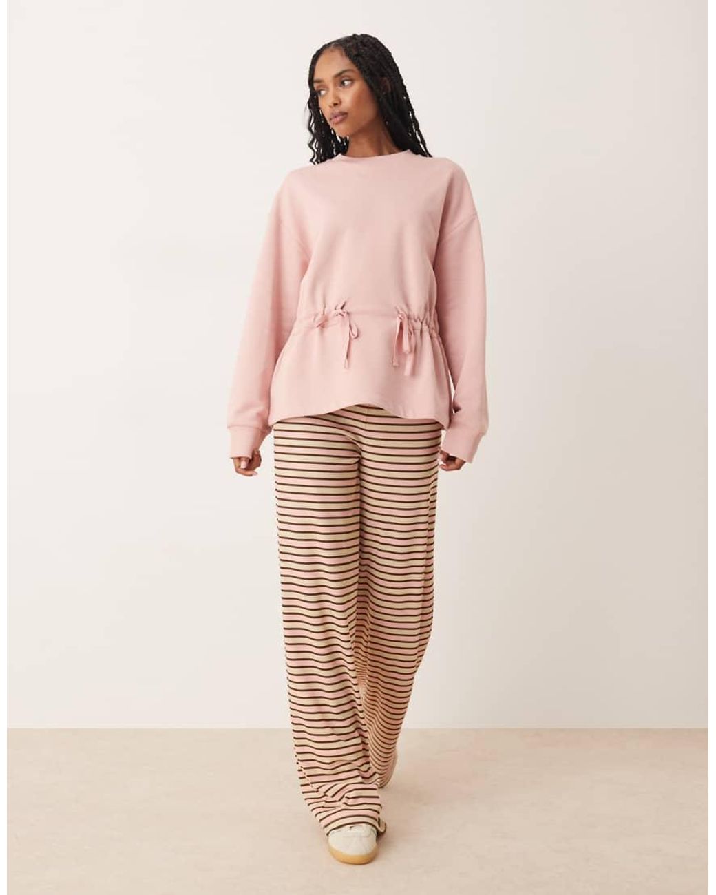 ASOS Pink Sweat With Ruched Bow Detail