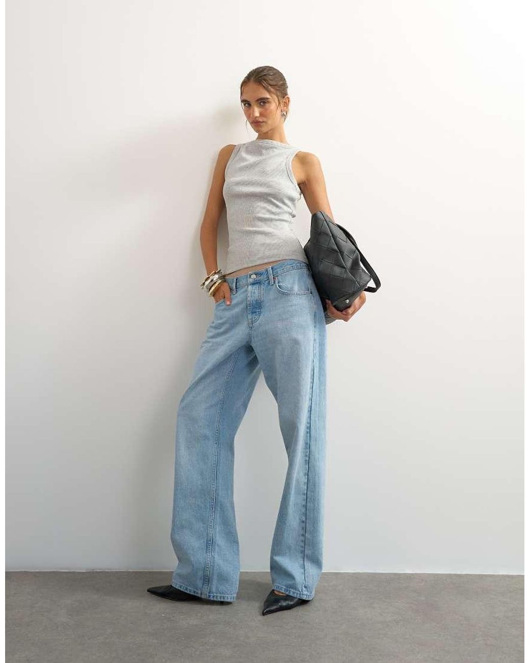 TOPSHOP Blue Slash Neck Racer Vest
