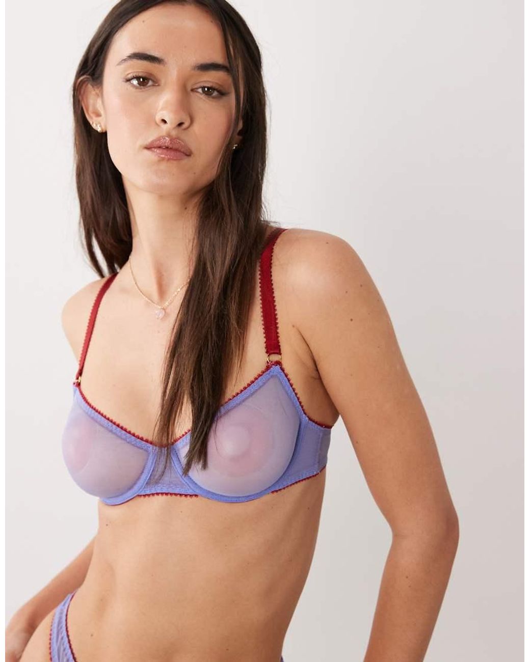 Dora Larsen Purple Hallie Tulle Underwire Bra
