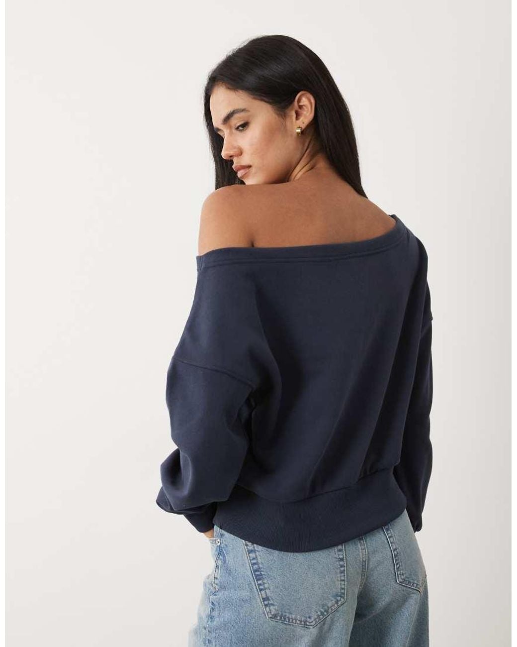 Cotton On Blue Relaxed Off The Shoulder Sweatshirt