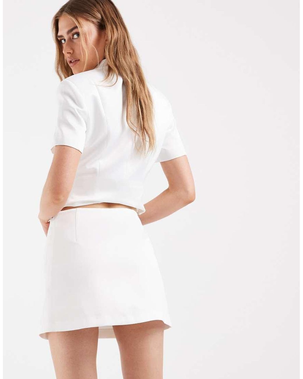 ASOS White Mini Pleated Tailored Skirt