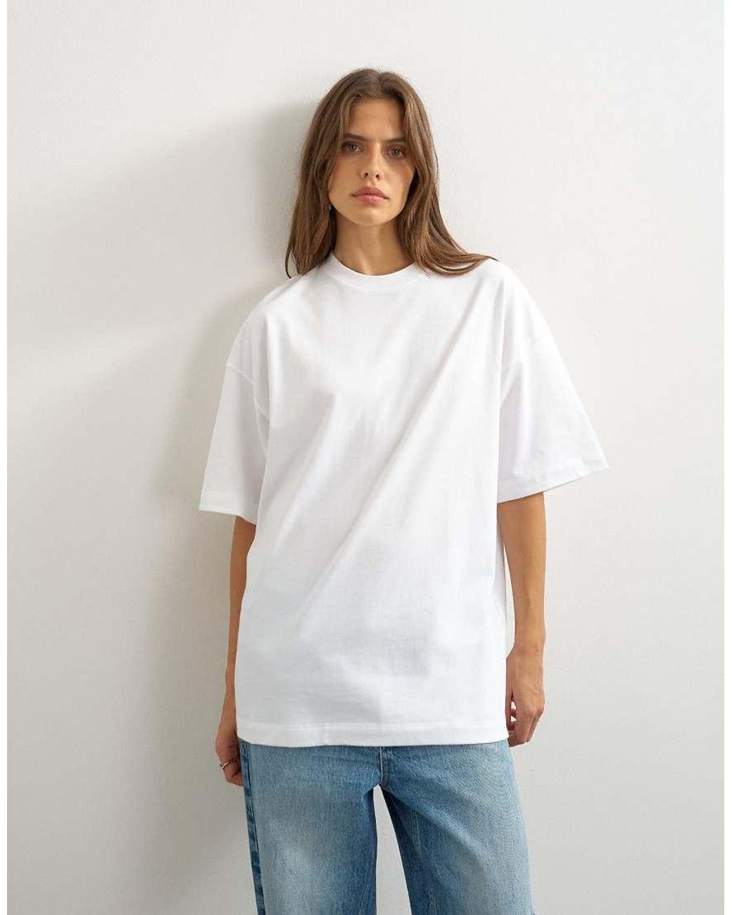 TOPSHOP White Oversized Drop Shoulder Tee