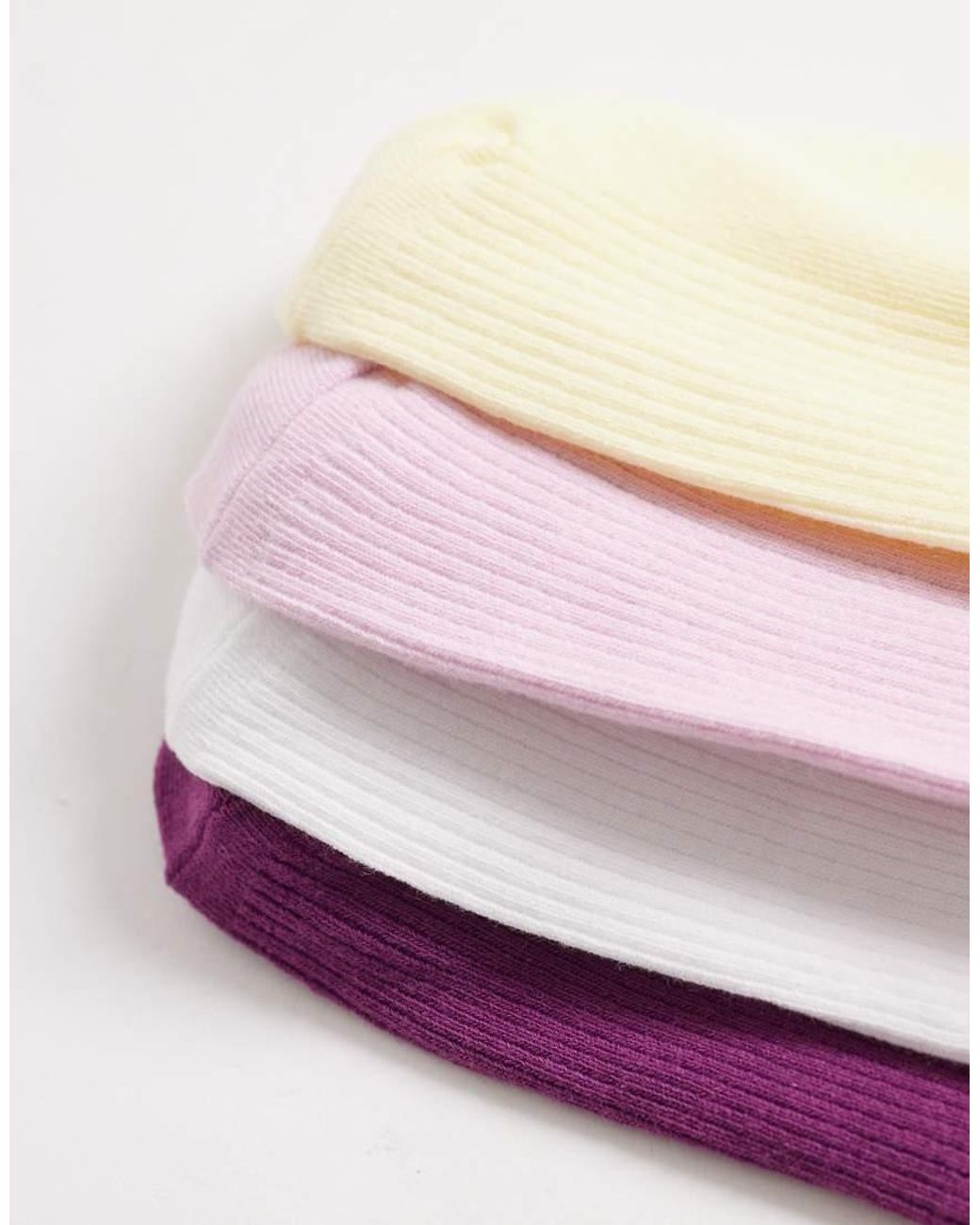 Lindex Purple 4 Pack Lettuce Trim Ribbed Crew Socks