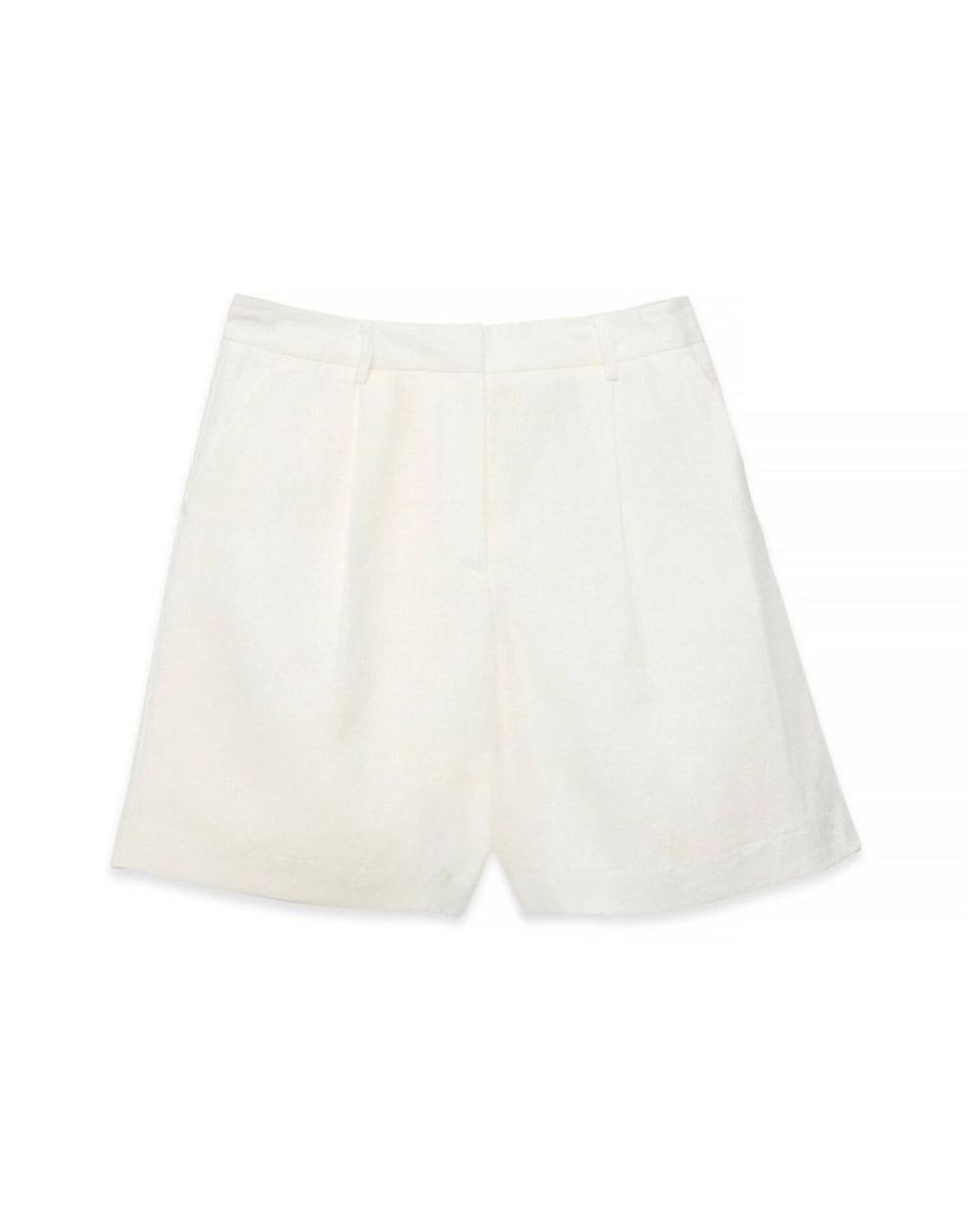 NA-KD White Tailored Linen Shorts