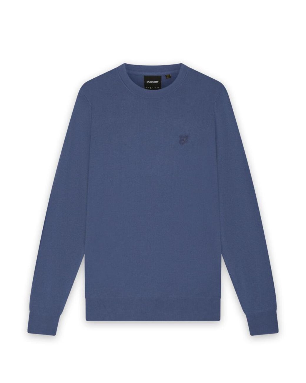 Lyle & Scott Blue Mid Knits Tonal Superfine Crew Neck Jumper for men