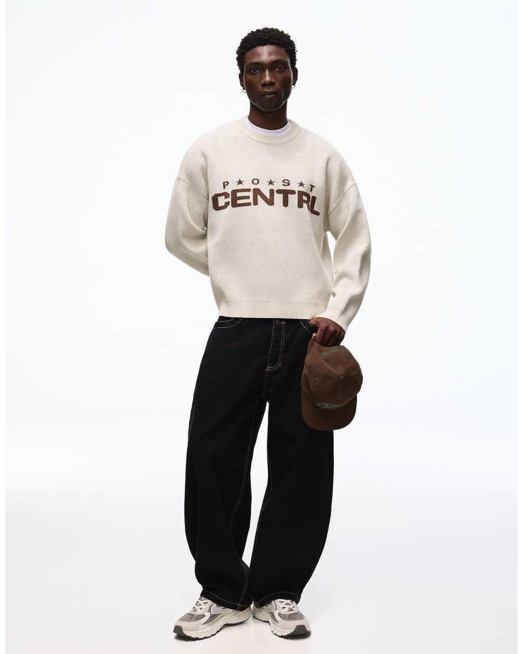 Bershka Black Jacquard Knit Jumper for men