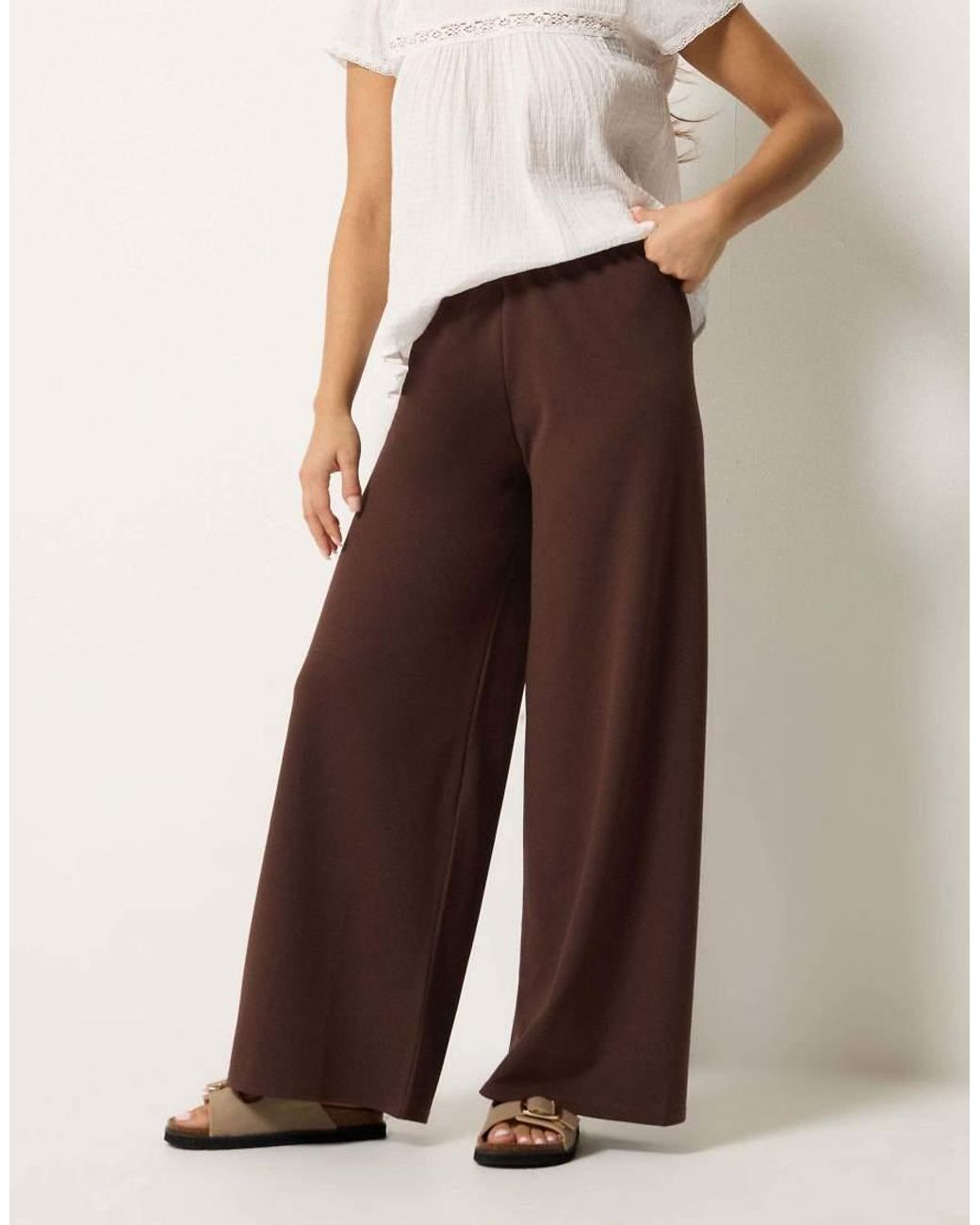 PixieGirl Brown Petite Wide Leg Trousers