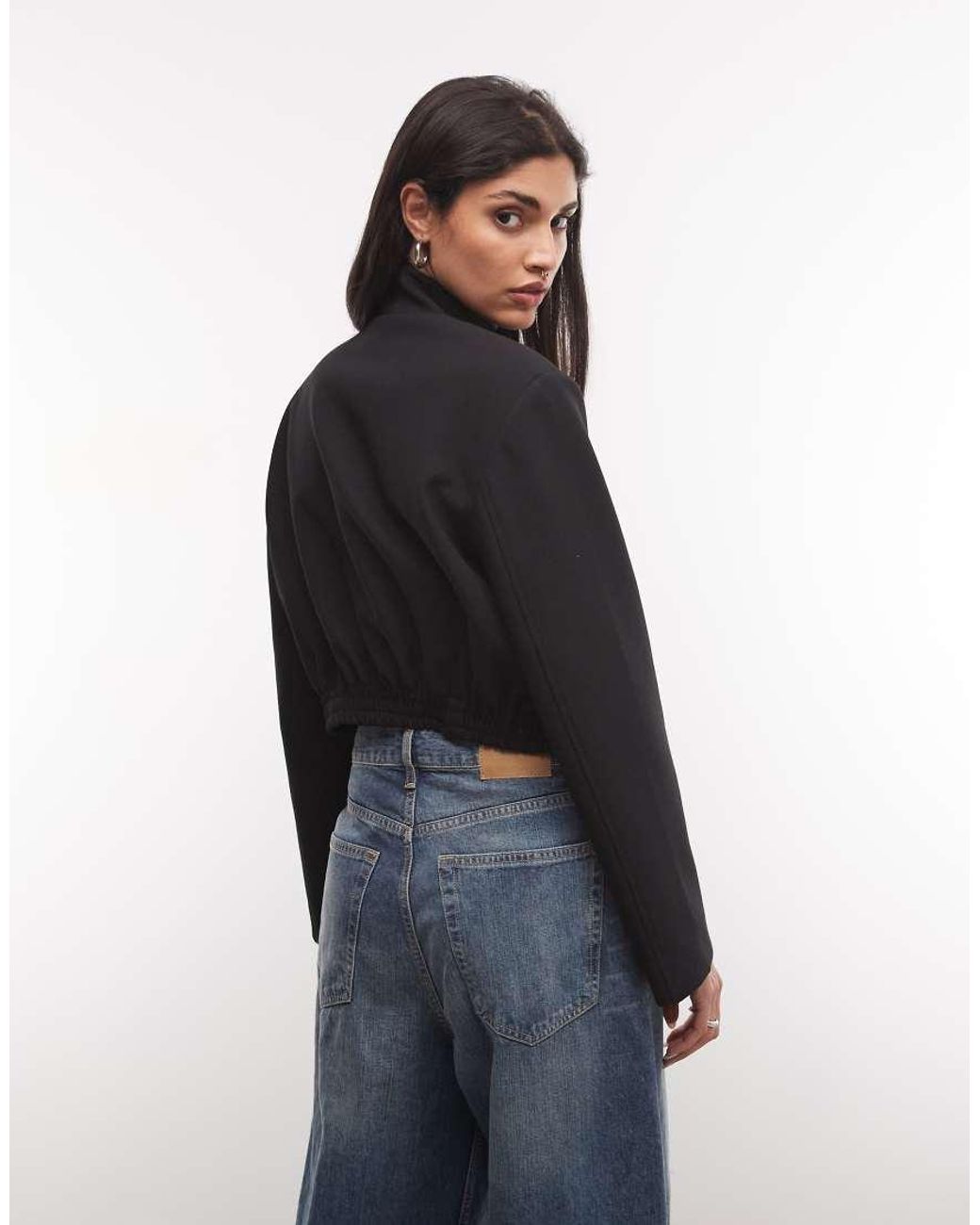 ASOS Blue Wrap Neck Crop Blazer Jacket